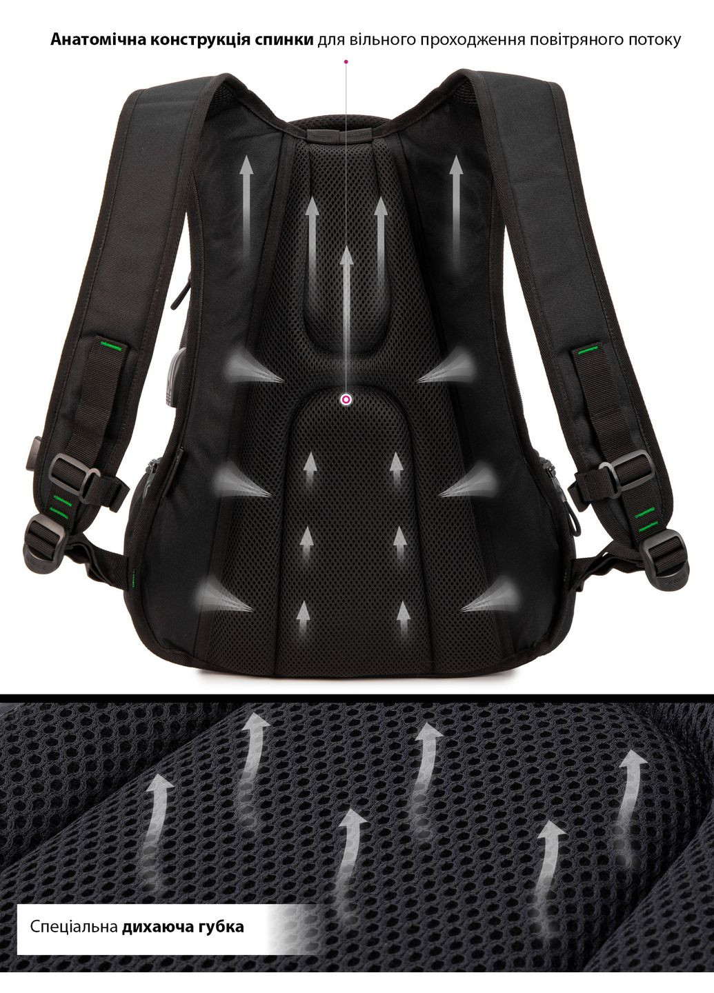 Подростковый рюкзак с ортопедической спинкой с usb портом для парней для студентов (91-19) Winner (293504209)