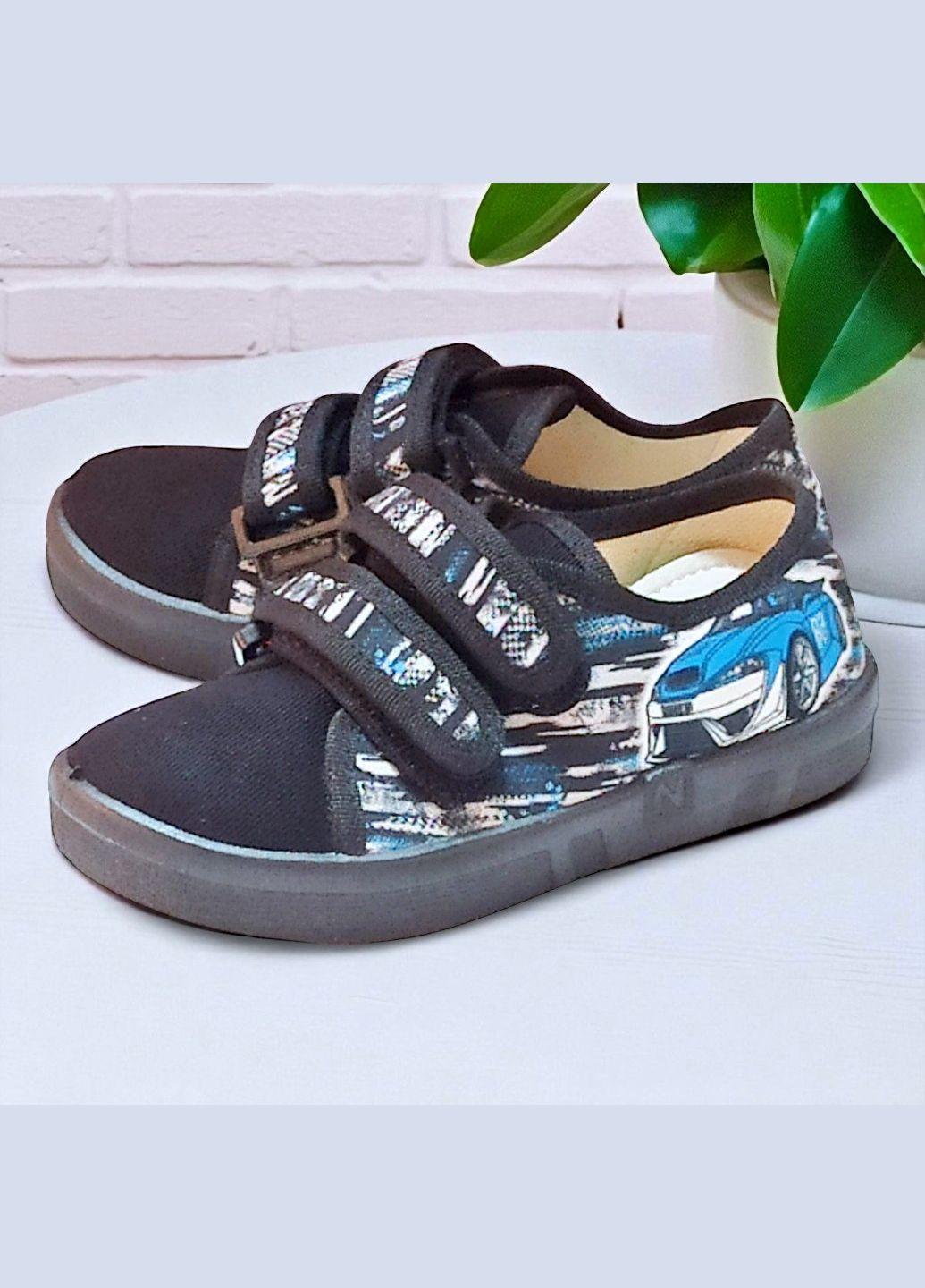 Чорні ортопедичні текстильні кеди для хлопчика на липучках natur Waldi
