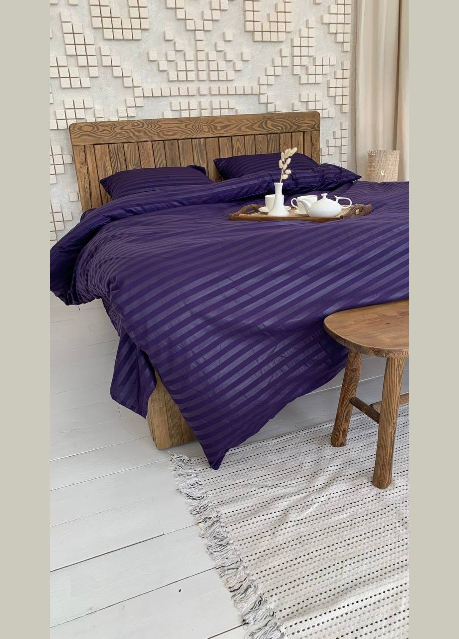 Півтораспальний КПБ мікро страйп сатин "Фіолетовий" (145х210, 70х70) Glav Textile (297365387)