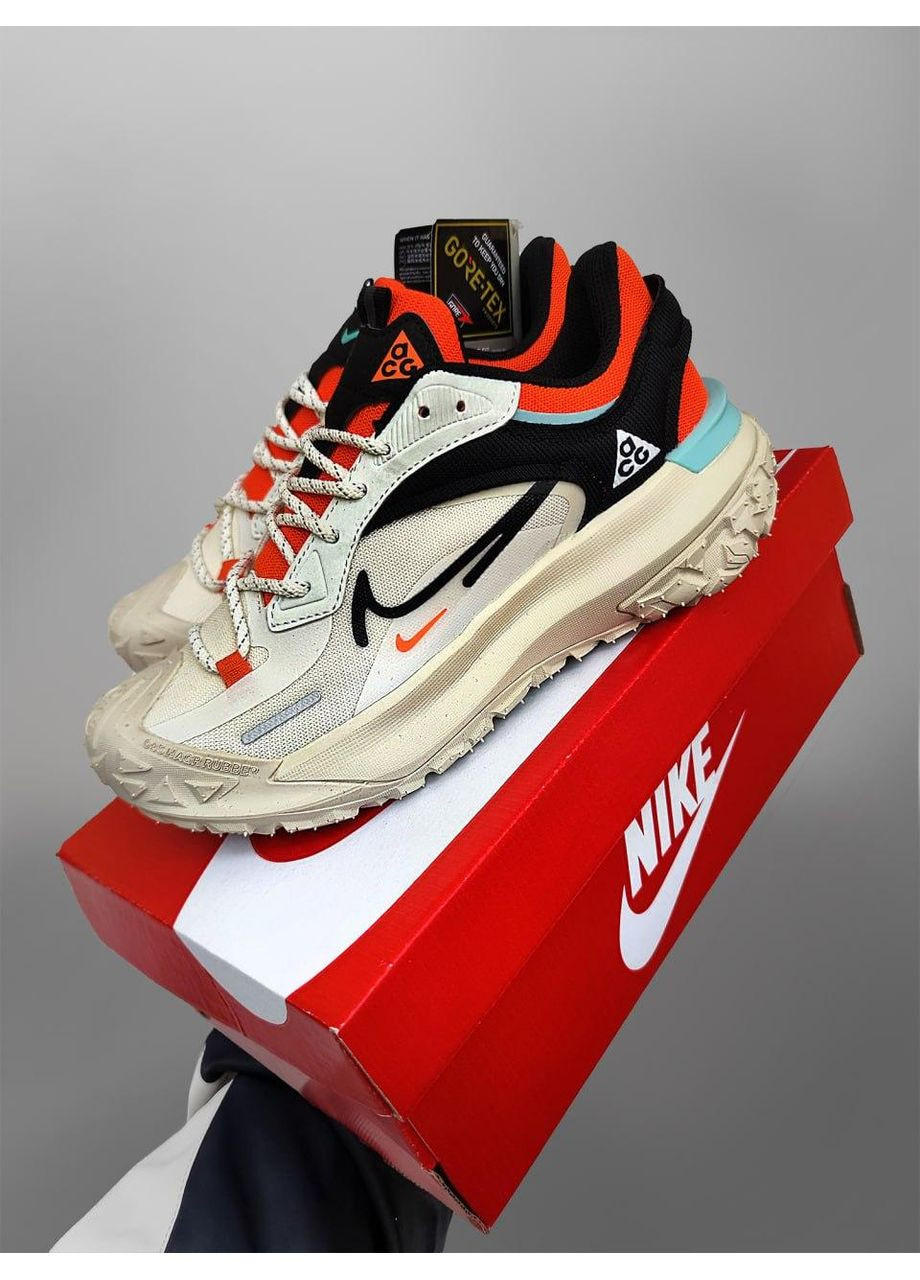 Белые демисезонные кроссовки мужские nike acg mounth fly beige / orange найк асж маунс флай No Brand