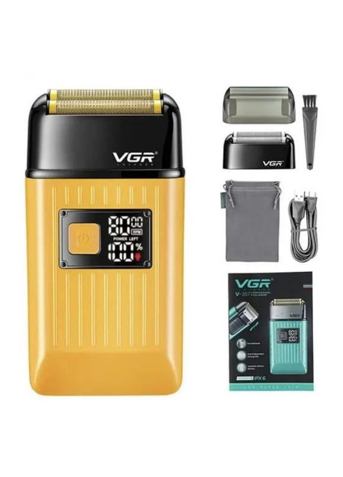 Аккумуляторная электробритва для бритья бороды и усов шейвер с триммером желтый (2390000030) VGR V-357 (342067475)