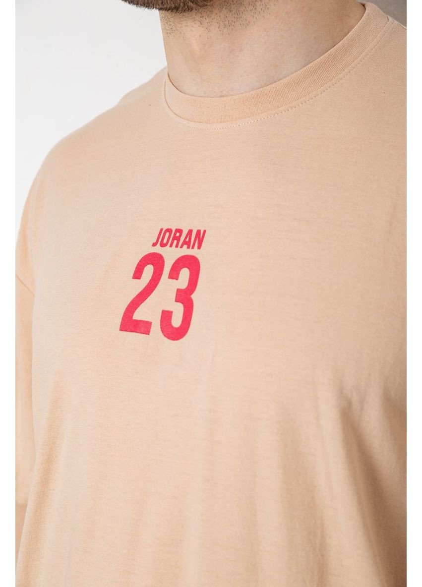 Бежевая футболка мужская с принтом Sport Line