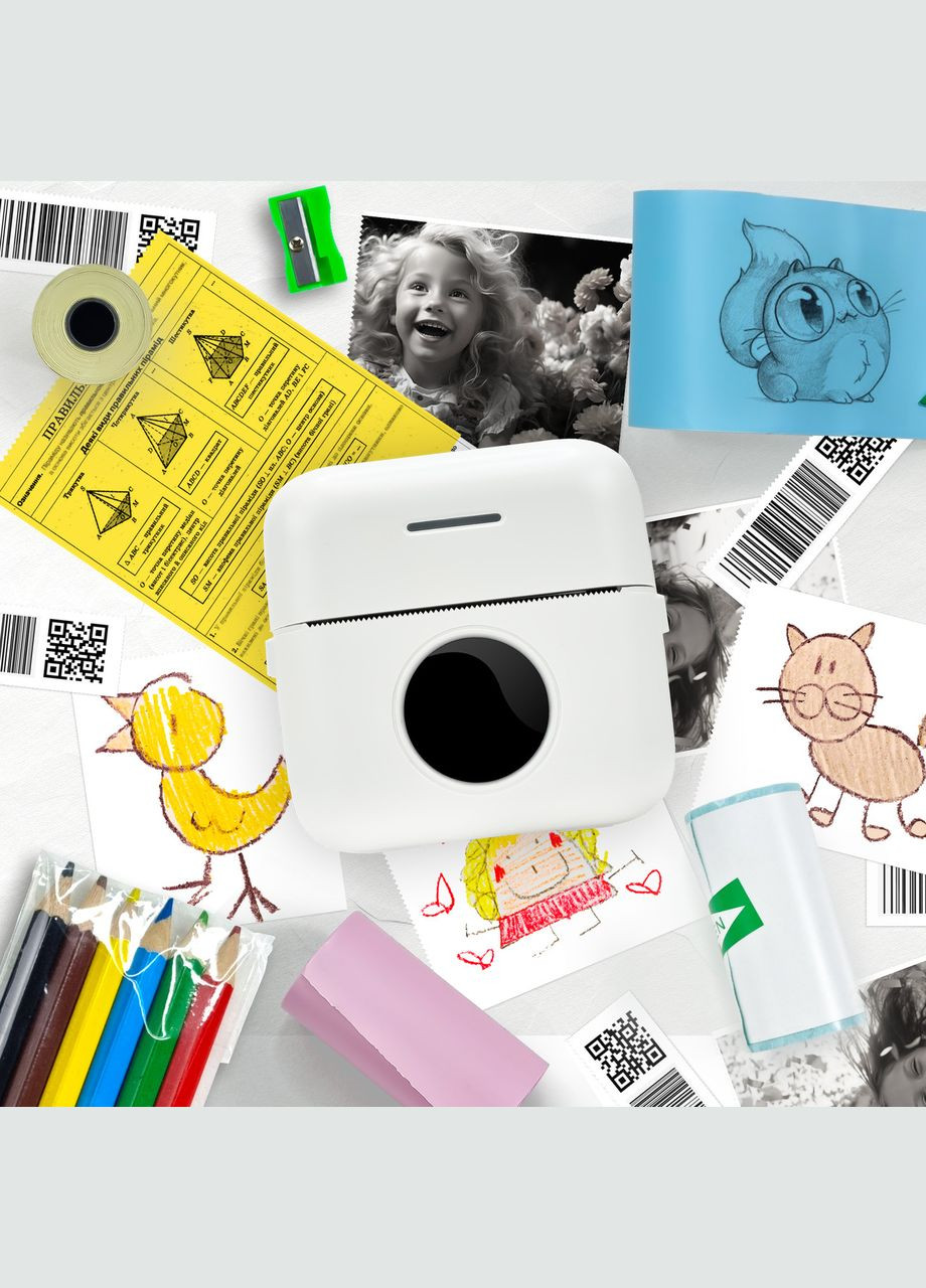 Портативний термопринтер Mini Printer Student + 5 рулонів самоклейного паперу в комплекті JETIX (335814263)