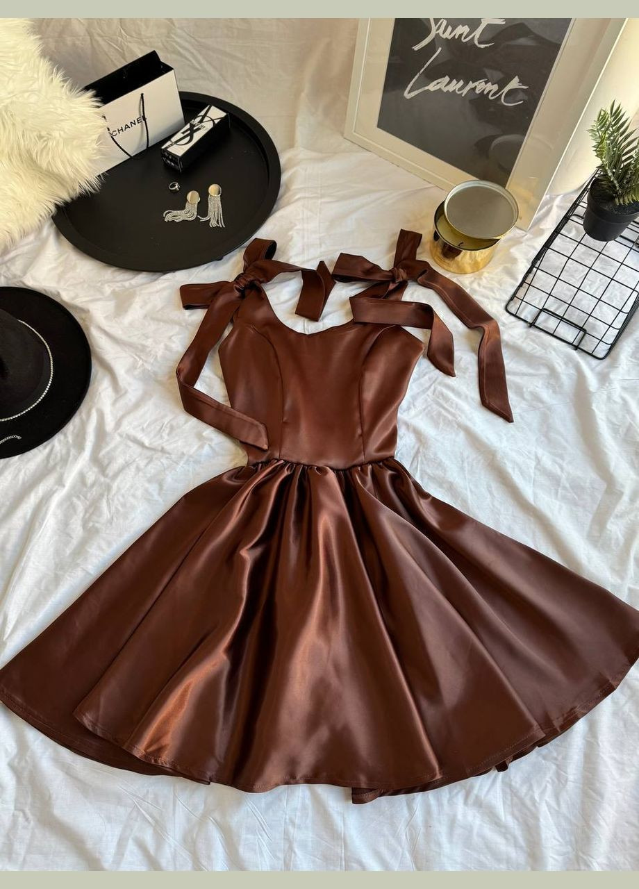 Коричнева святковий сукня No Brand однотонна