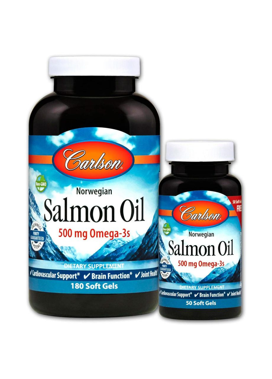 Масло лосося Carlson Salmon Oil 500 мг 180+50 капсул Carlson Labs (357342878)