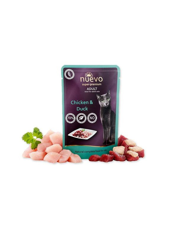 Павук для кішок з куркою та качкою Adult Pouch 85 г (4250231598616) Nuevo (308016701)