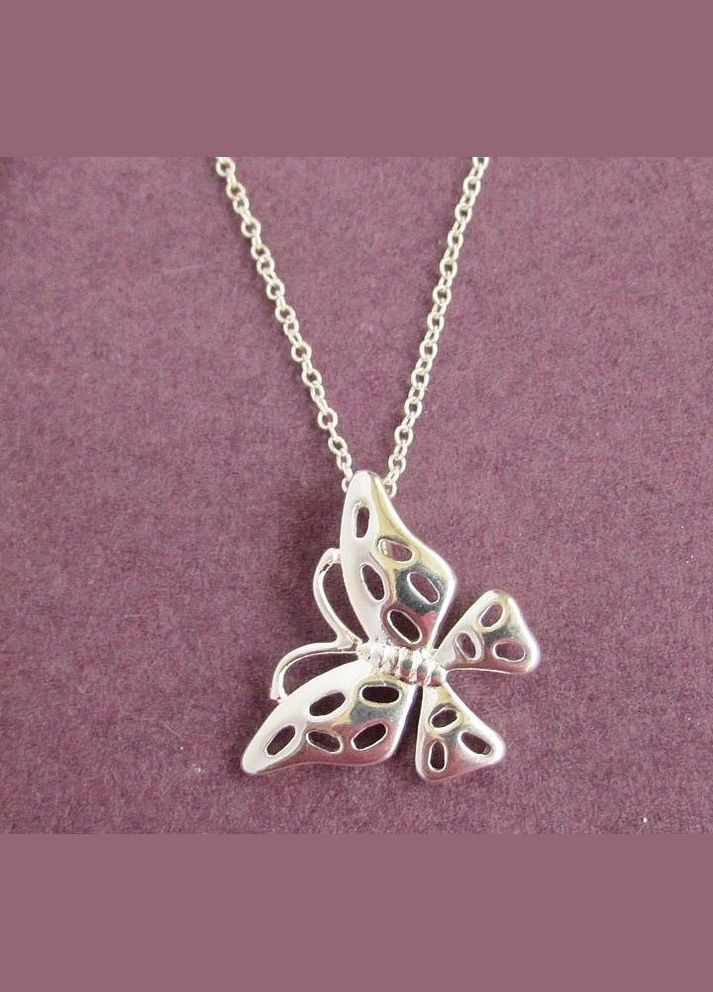 Посеребрённая подвеска на цепи кулон Бабочка в ажуре Fashion Jewelry (338431191)