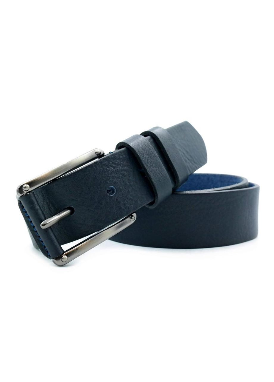 Кожаный мужской ремень 3,8х105-125 см Темно-синий Weatro (322594533)
