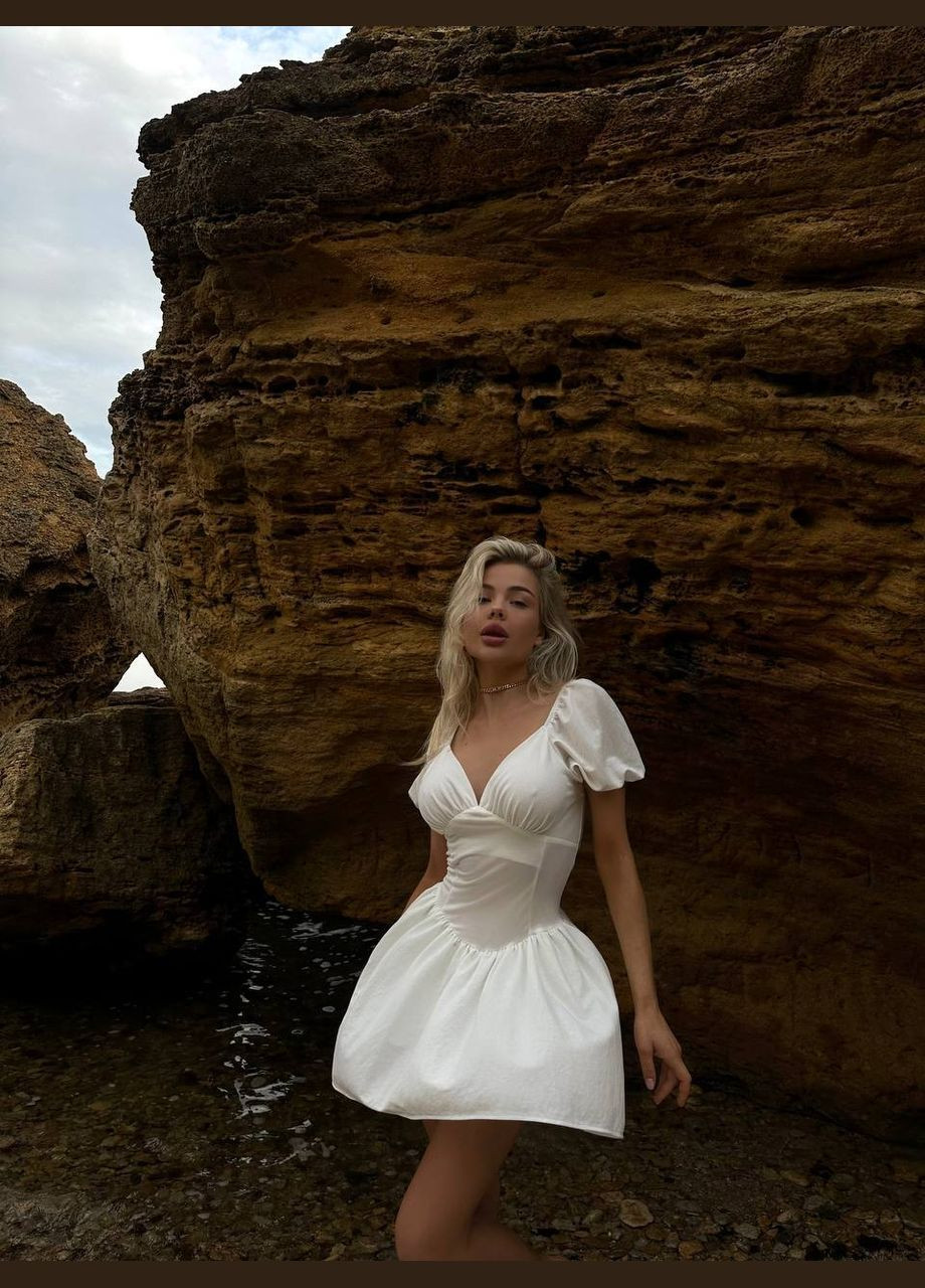 Комбинезон-платье женский Україна комбинезон-шорты однотонный белый повседневный