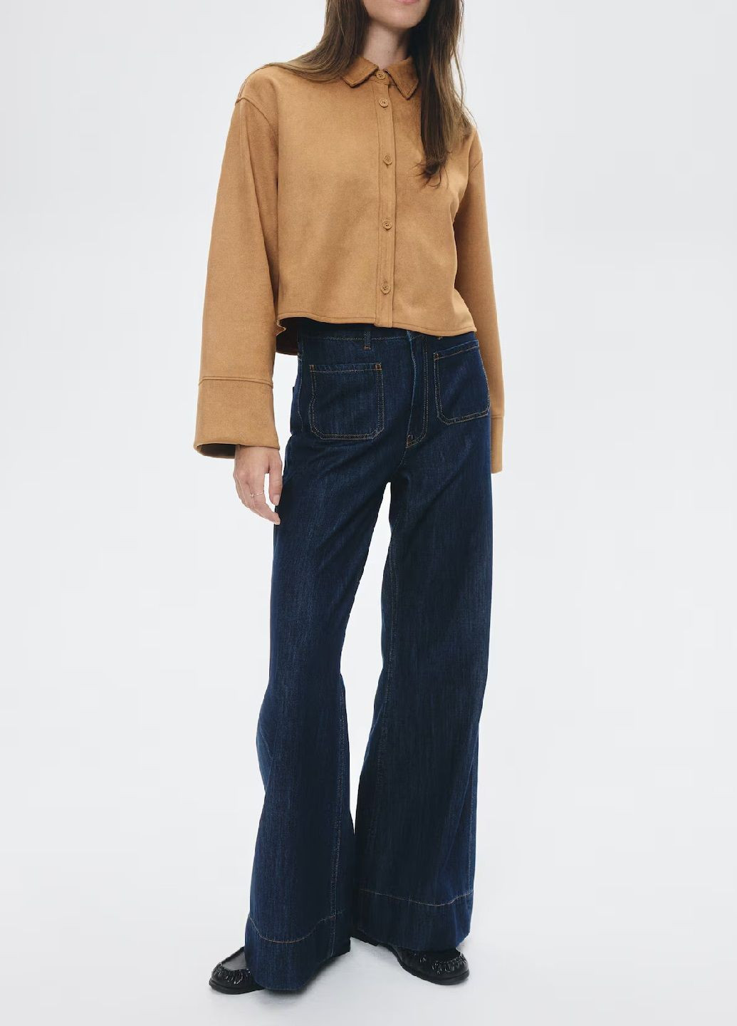 Темно-бежевая кэжуал рубашка однотонная H&M