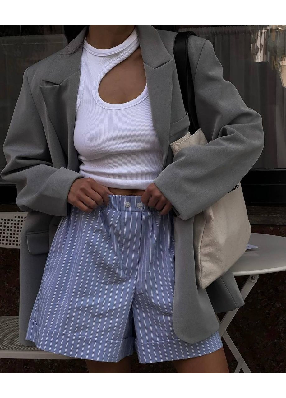 Серый женский женский пиджак оверсайз без подкладки No Brand однотонный - демисезонный