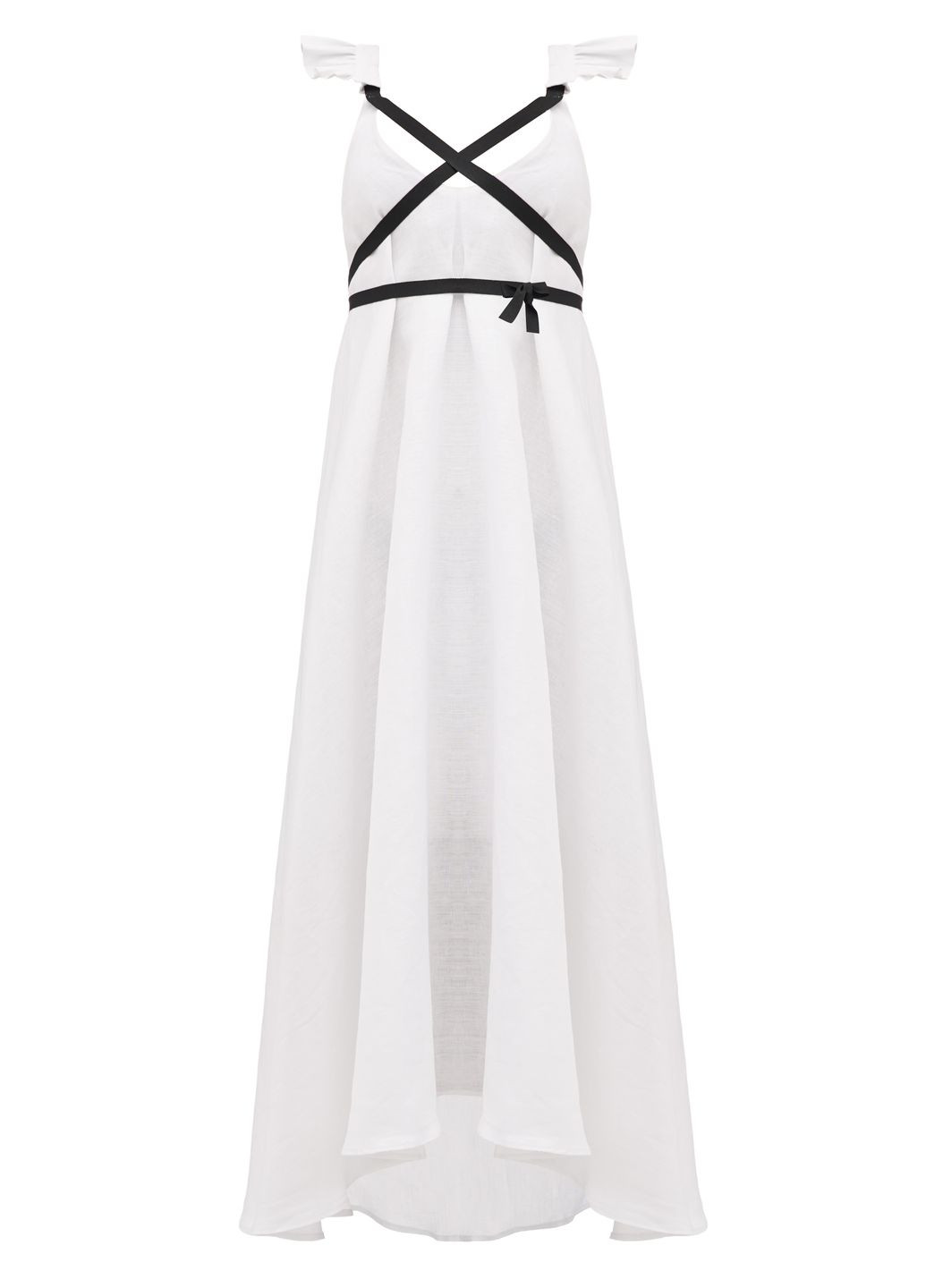 Білий комплект з органічного льону (сукня, крильця та рукави) на зріст від 170см+ HOCHUSOBITAKE