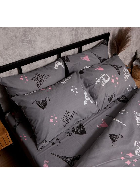 Комплект постельного белья Бязь Gold Люкс Двуспальные 175х210 наволочки 4х70х70 (MS-820009564) Moon&Star Paris Moments (356113972)