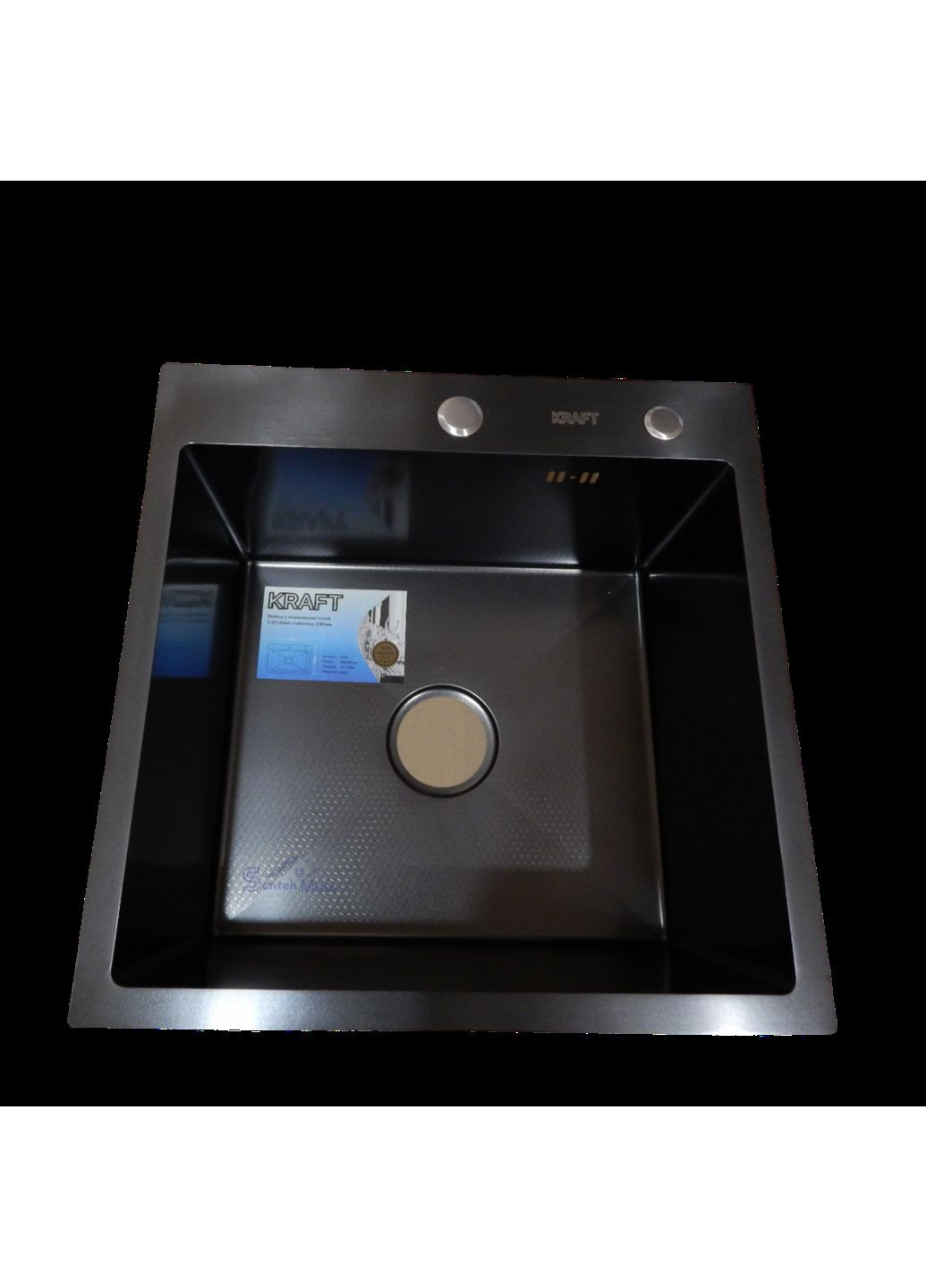 Комплект кухонной мойки HM 50х50 NANO BLACK (DECOR) PVD (3.0/1.0 мм) Kraft (350671447)