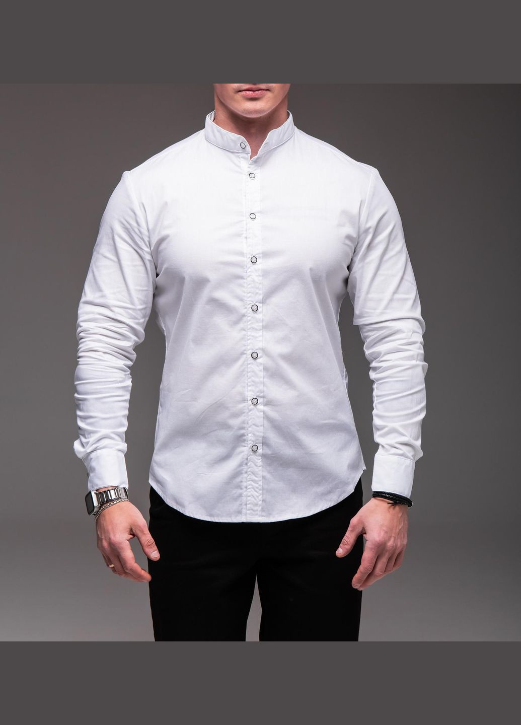 Сорочка чоловіча з довгим рукавом біла No Brand (328868526)