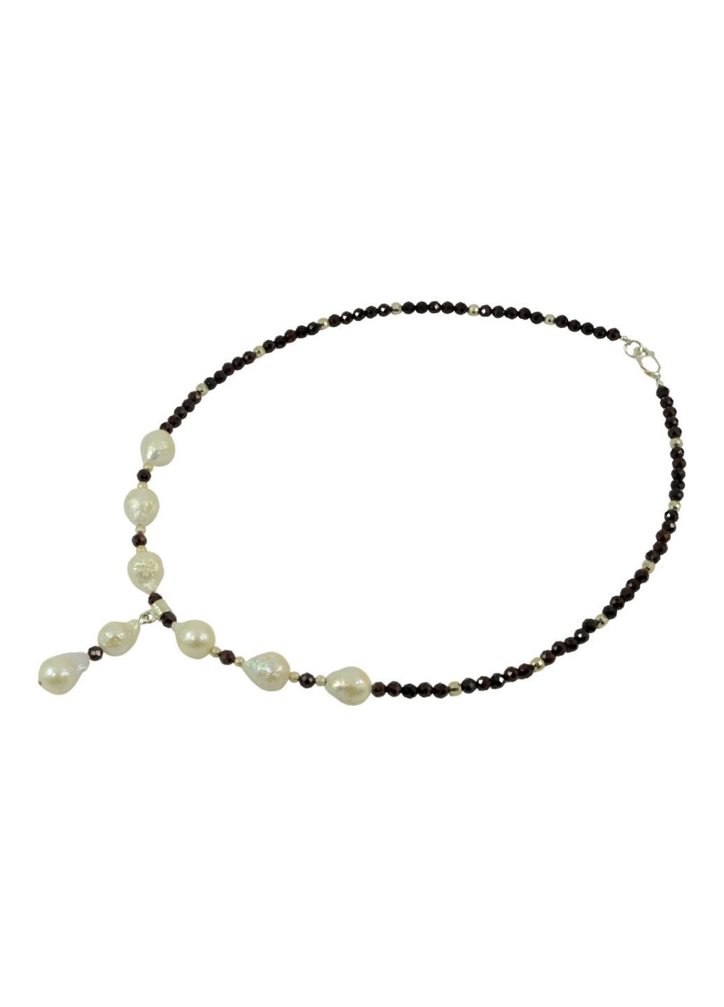 Ексклюзивне намисто "Барочне" Перли барочні, Гранат грань, срібло Fursa fashion (322315712)