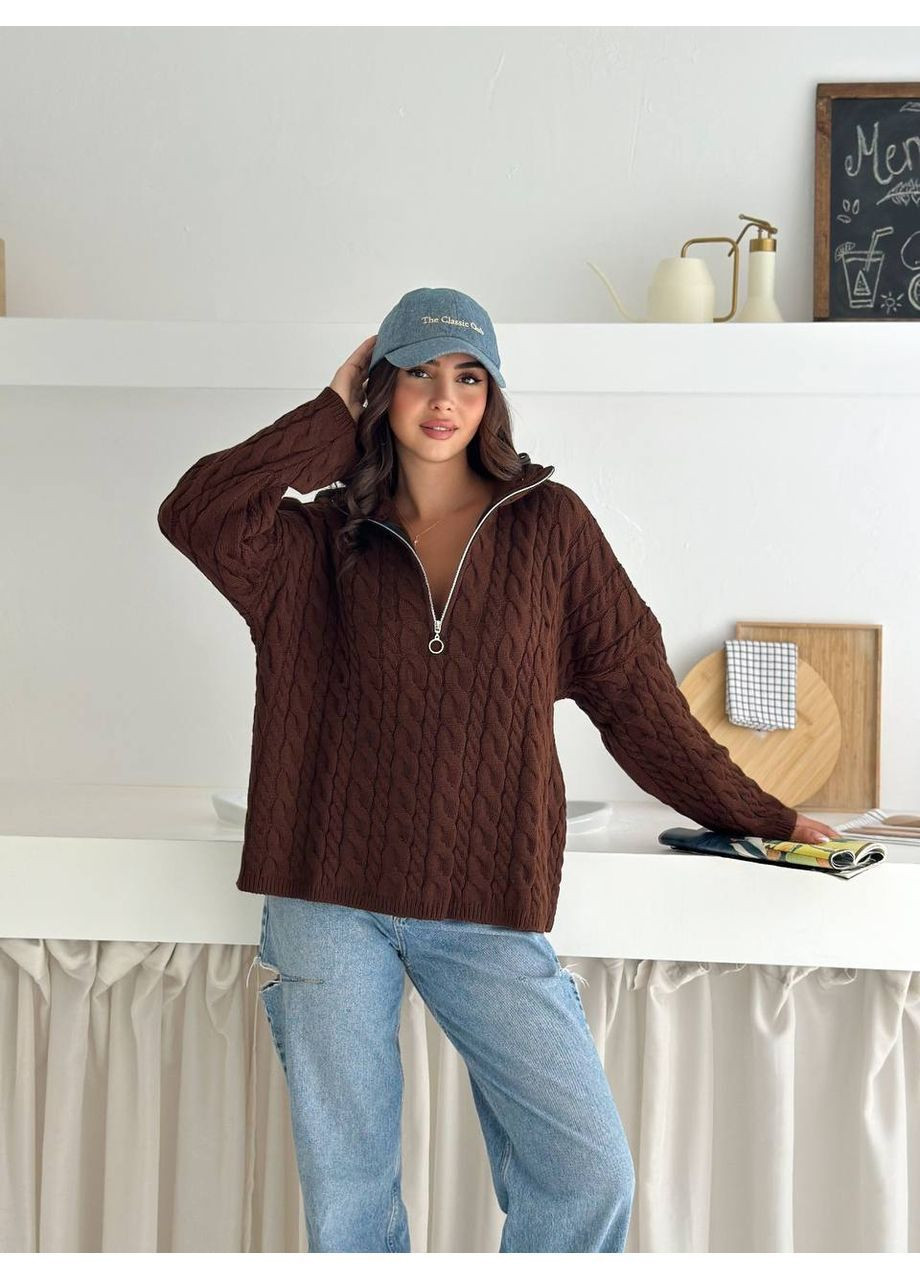 Коричневый демисезонный женский свитер джемпер No Brand