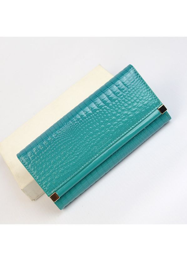 Бірюзовий жіночий лаковий шкіряний гаманець на кнопці Balisa (360989546)