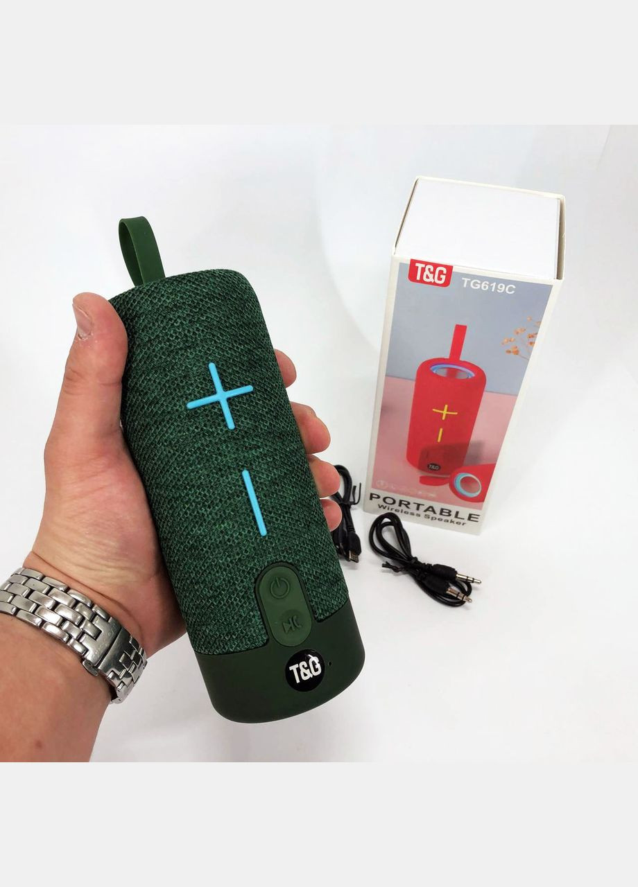 Портативна Bluetooth-колонка TG619C FM-радіо USB/TF з ремінцем, колонка з акумулятором. Колір: зелений T&G (297442874)