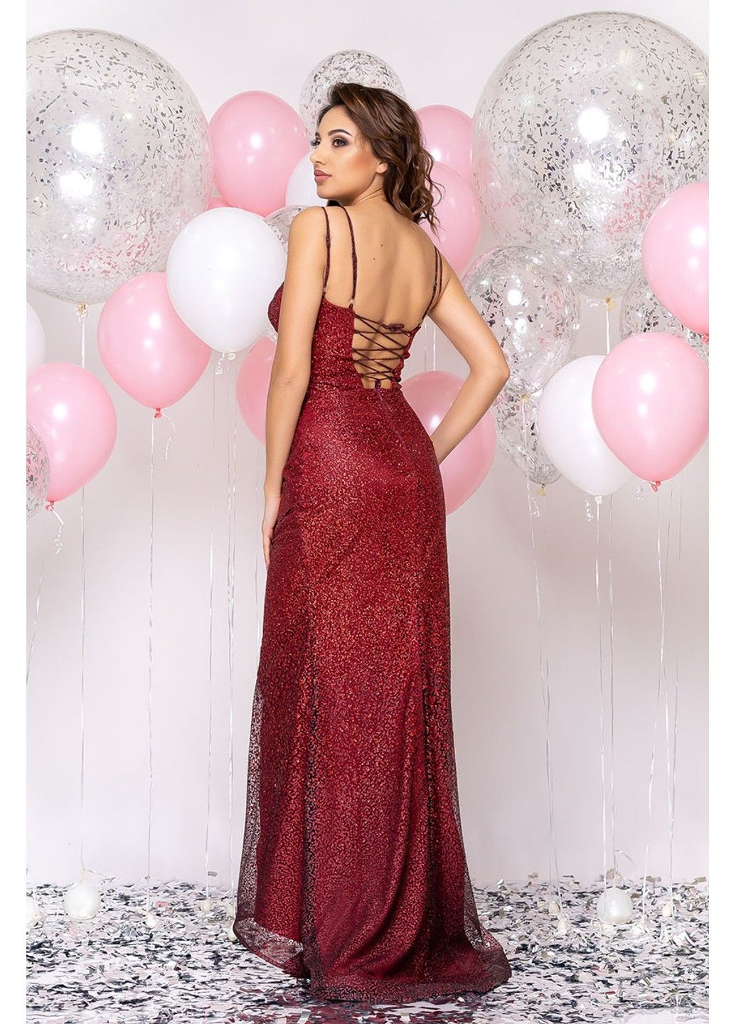 Бордовое вечернее платье золотая рыбка 20031 бордо Tanita-Romario