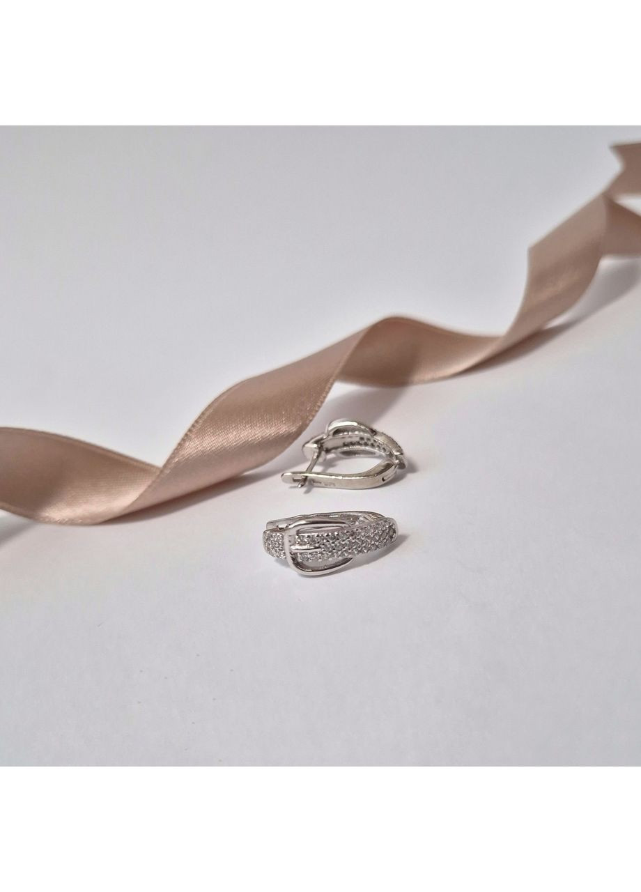 Серебряные серьги в Белых камнях Джинс серебро 925 пробы Родированное 20230рс 3.68г Nobrand (370438632)