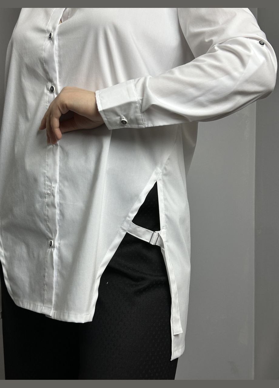Біла демісезонна сорочка жіноча біла подовжена mkjl306501 Modna KAZKA
