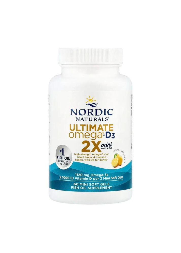 Риб`ячий жир з вітаміном D3 Ultimate Omega 2X Лимон 60 гелевих міні-капсул Nordic Naturals (361119238)