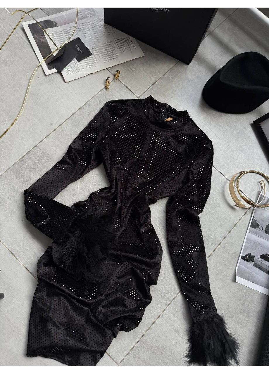 Чорна святковий, коктейльна, вечірня, кежуал жіноча оксамитова сукня силуетна Asi.Store.ua