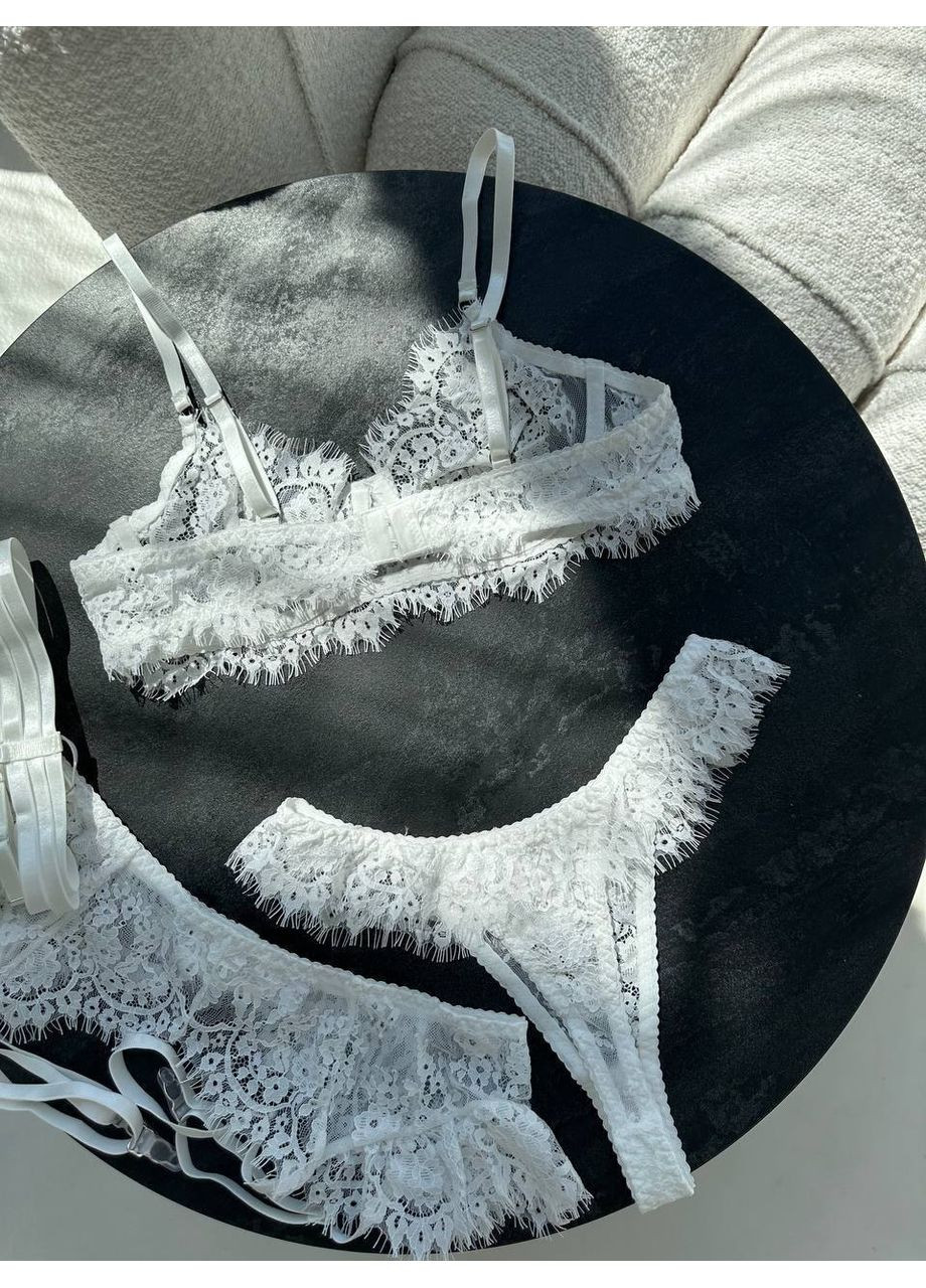 Белый балконет комплект женского белья | соблазнительная нежность, белый кружевной Vital-Textile с косточками полиэстер, эластан