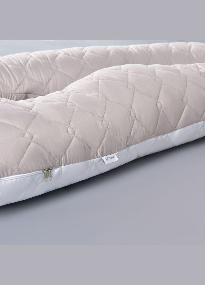 Наволочка на П-подушку стьобана для вагітних і відпочинку 140х75х20 см з блискавкою св.сіра/біла IDEIA (278370466)