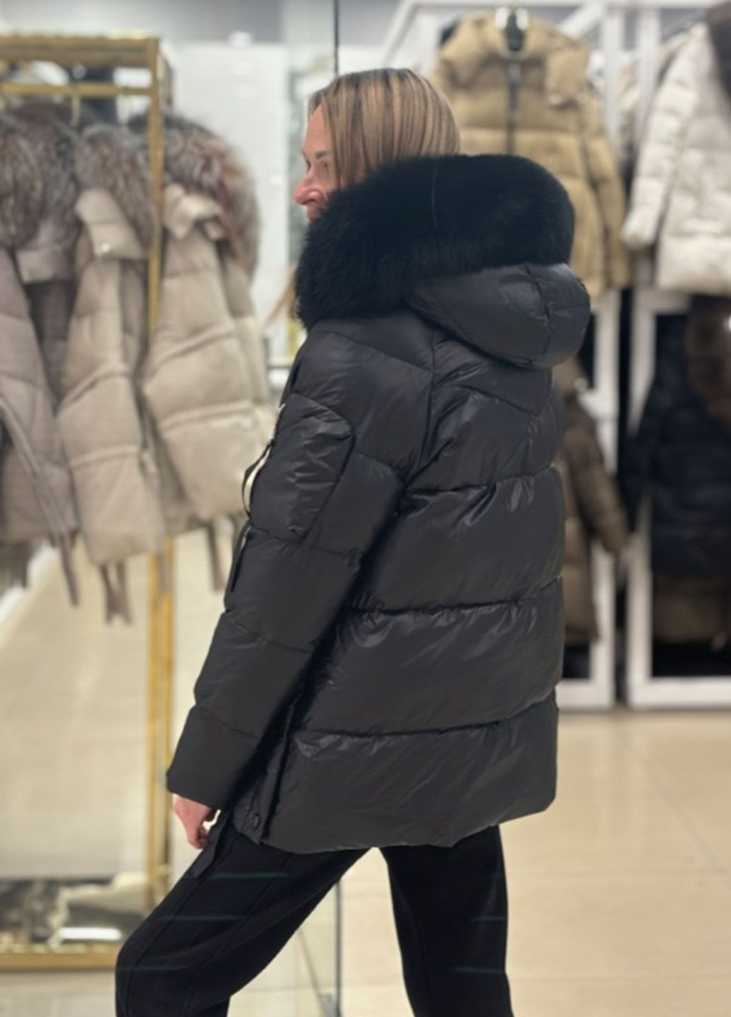 Черный зимний Пуховик ZLLY