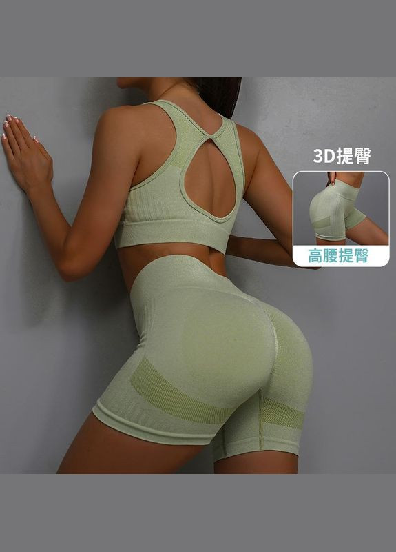 Оливковий літній комплект шорти топ пуш ап No Brand