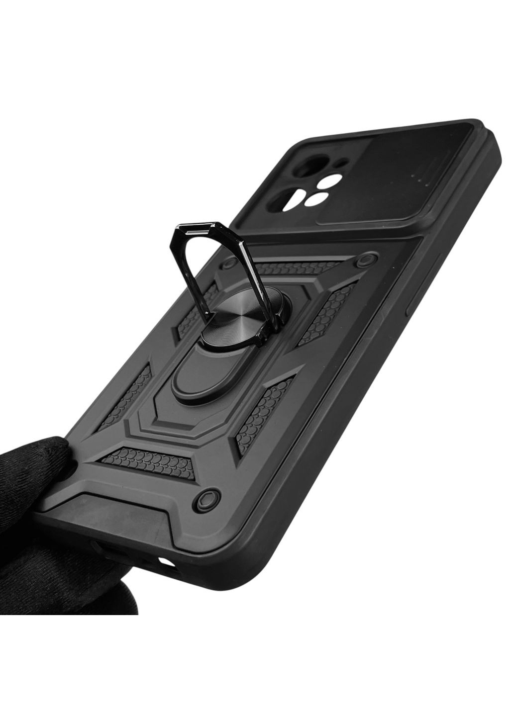 Чохол для C31 броньований з кільцем-тримачем підставкою зі шторкою на реалмі с31 чорний rg1 Realme (366231759)
