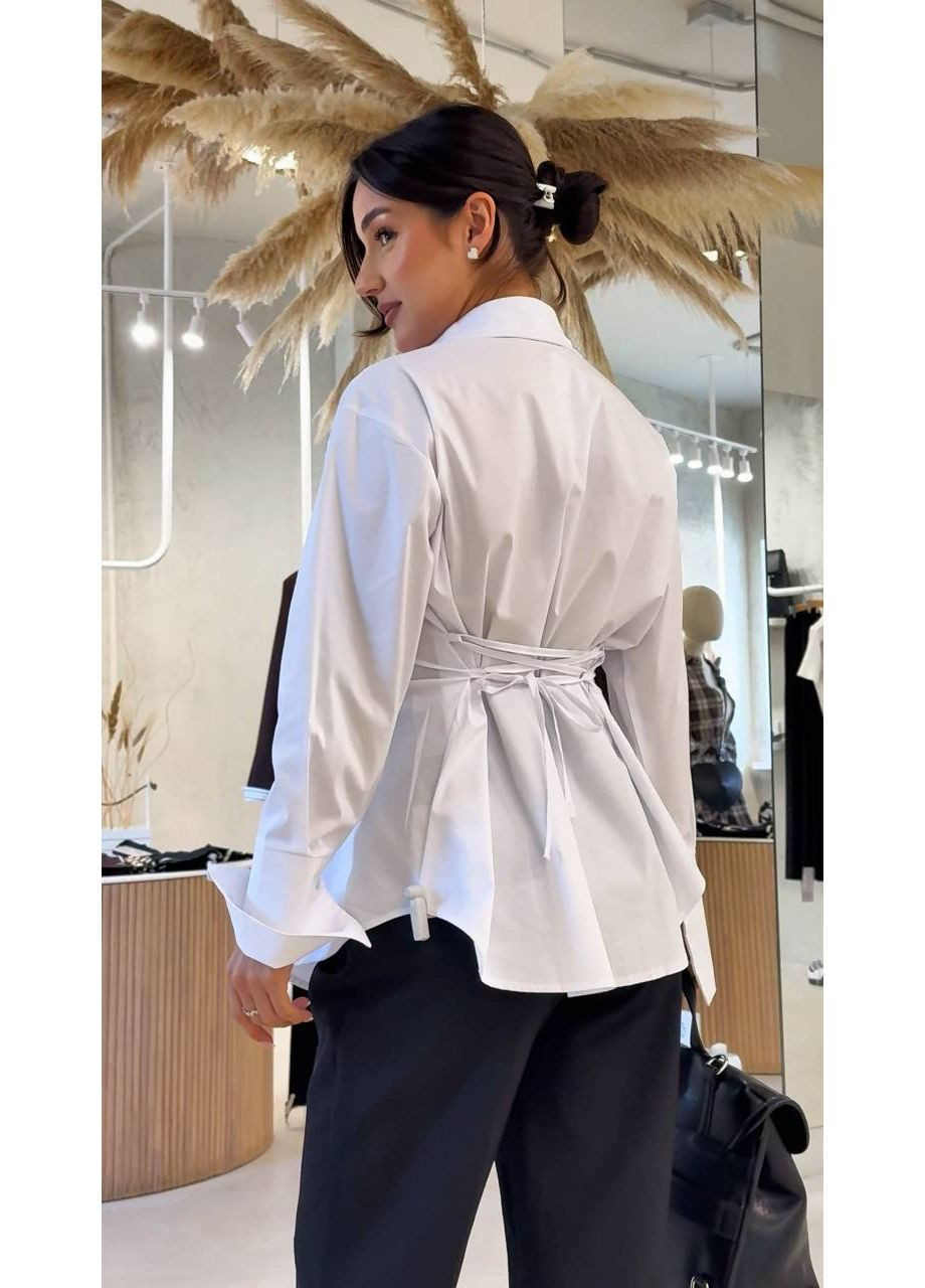 Белая коктейльный, повседневный, вечерний, классическая, кэжуал рубашка FINO Mode с длинным рукавом