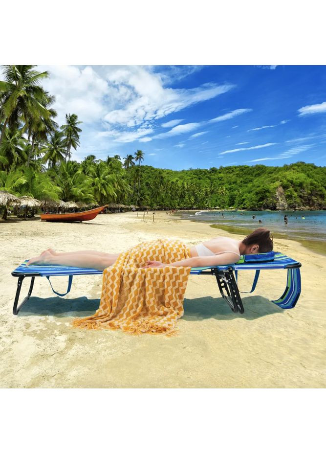 Шезлонг Hanna розкладний з отвором для обличчя синьо Costway (361951957)