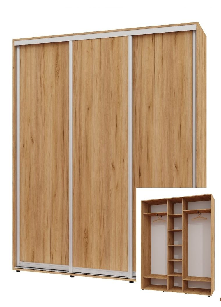 Шафа-купе тридверна 200*45*230 см Дуб крафт золотий 3 двері ДСП ШК-04 Алекса (360442479)