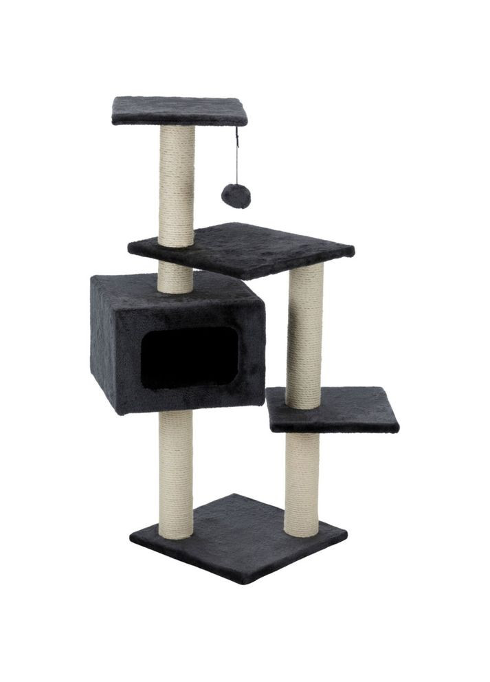 Дряпка-комплекс Palamos для котів з іграшкою на мотузці сизаль/плюш чорна 39х39х109 см Trixie (362702691)