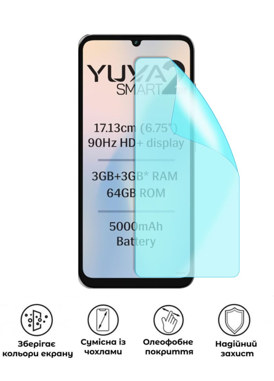 Захисна гідрогелева глянцева плівка Grade D на екран смартфона Lava Yuva Smart 2 No Brand (372583498)