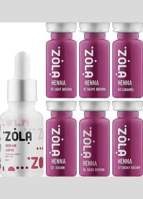 Набор Henna Box (brow/henna/6*10g + brow/oil/15ml) Набор (2-948954) ZOLA (380111356)