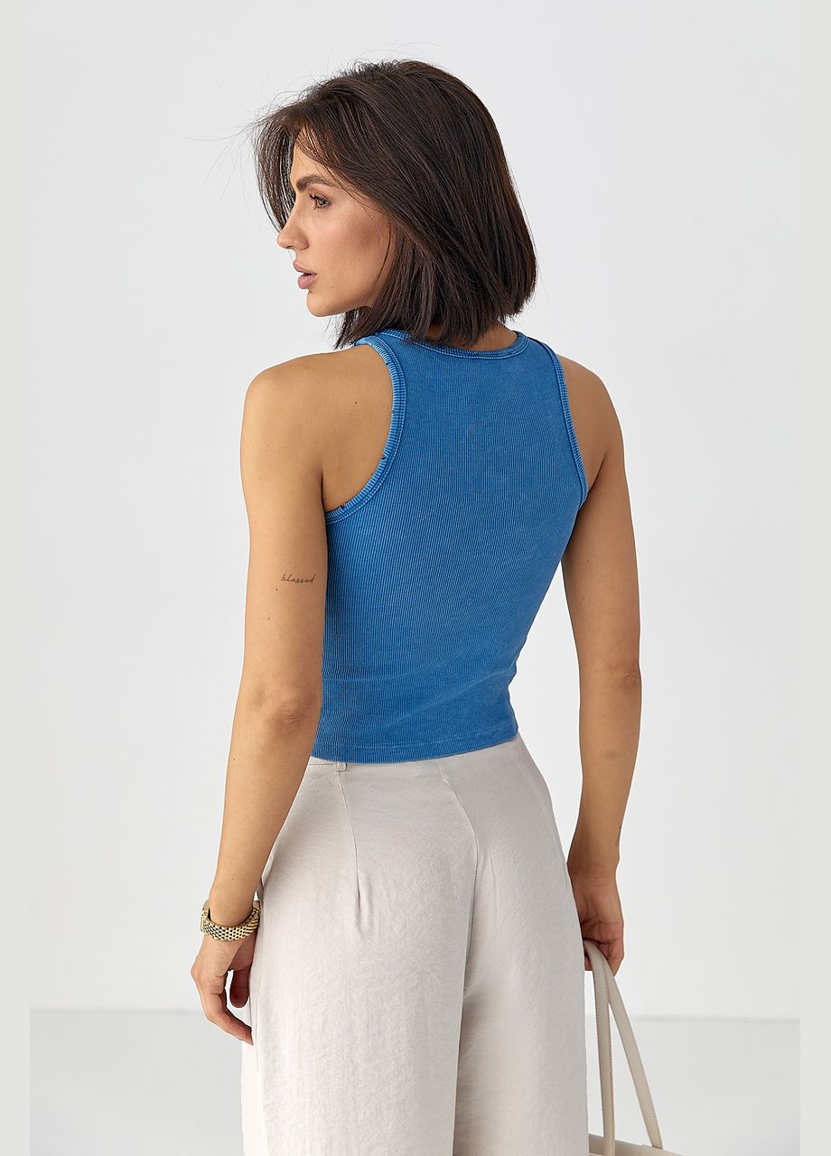 Майка в рубчик з розрізами на окантовці Lurex — 328633525