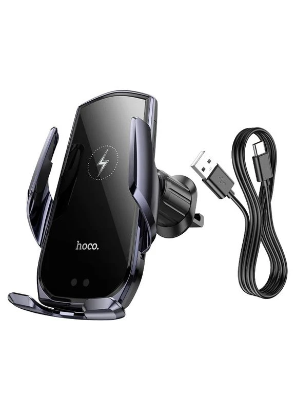 Автотримач для телефона з БЗП CA202 Plus Enlightener infrared induction wireless charging car holder(air outlet) Black metal Hoco (399523104)