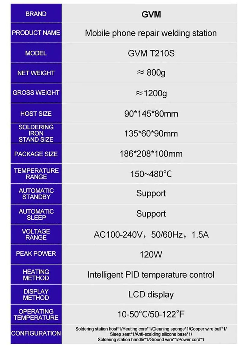 Паяльна станція прецизійна GVM T210S / паяльник JBC C210 / 150-480°C / Max 120 Вт Sunshine (323016899)