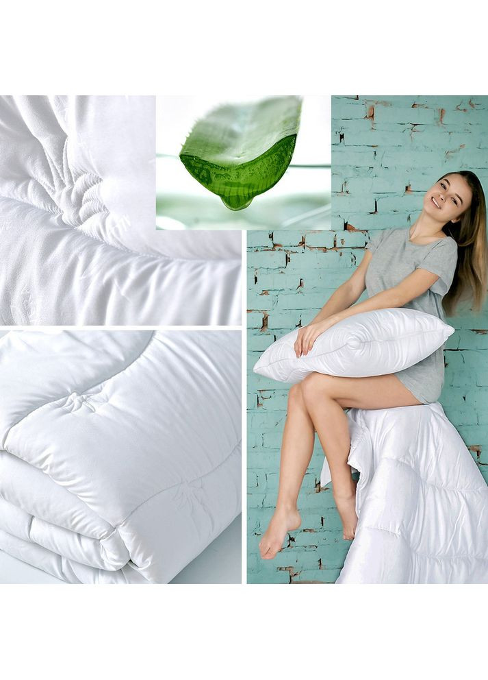 Одеяло зимнее Aloe Vera полуторное 140х210 cм пропиткой ткани Алое антиаллергенная белая IDEIA (362587204)