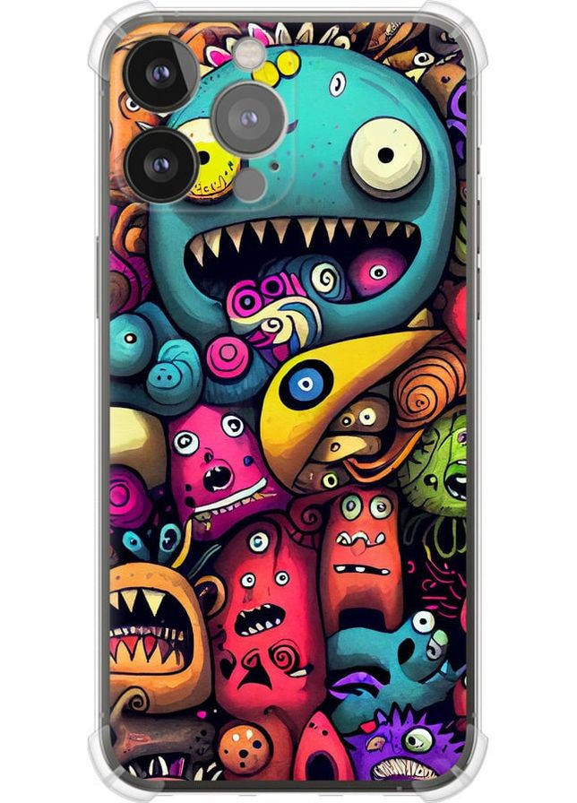Силикон с усиленными углами чехол 'Cмешные монстры' для Endorphone Apple iPhone 13 Pro Max (302392910)