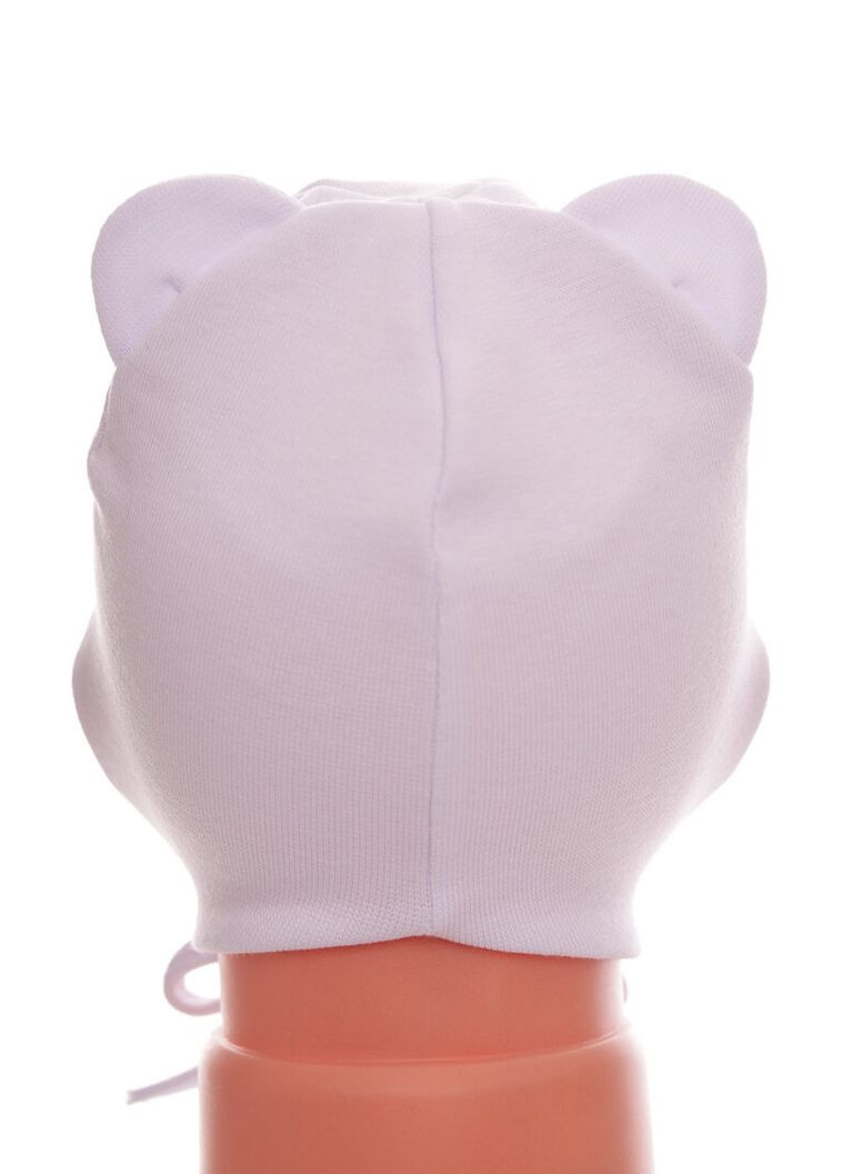 Шапка на зав'язках для дівчинки подвійний трикотаж Happy біла 1м+ (50977) BABYKROHA (323469702)