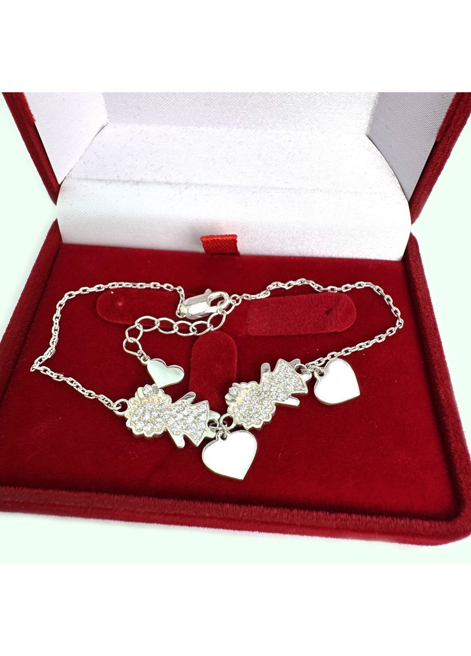 Серебряный браслет для мамы "Две девочки с бантиками", Бр1037 Silver Style (367112926)