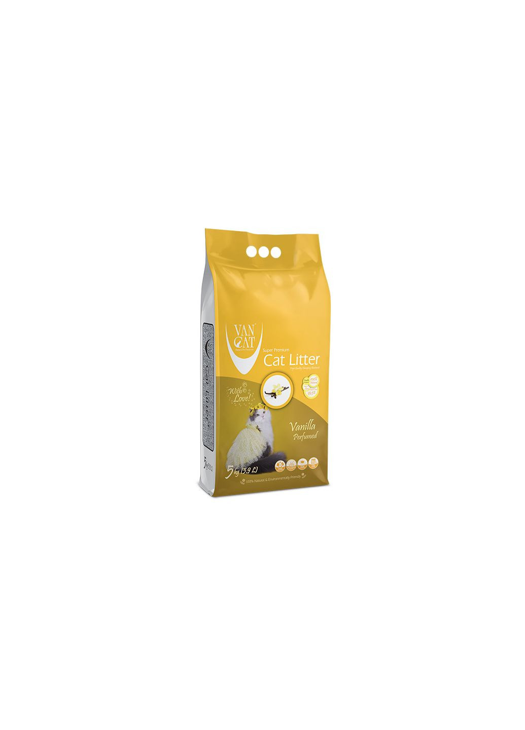 Бентонітовий наповнювач для котячого туалету Super Premium Quality Vanilla грудкувальний (0.62.25 мм) Ваниль 5кг (114475) Van Cat (278308227)