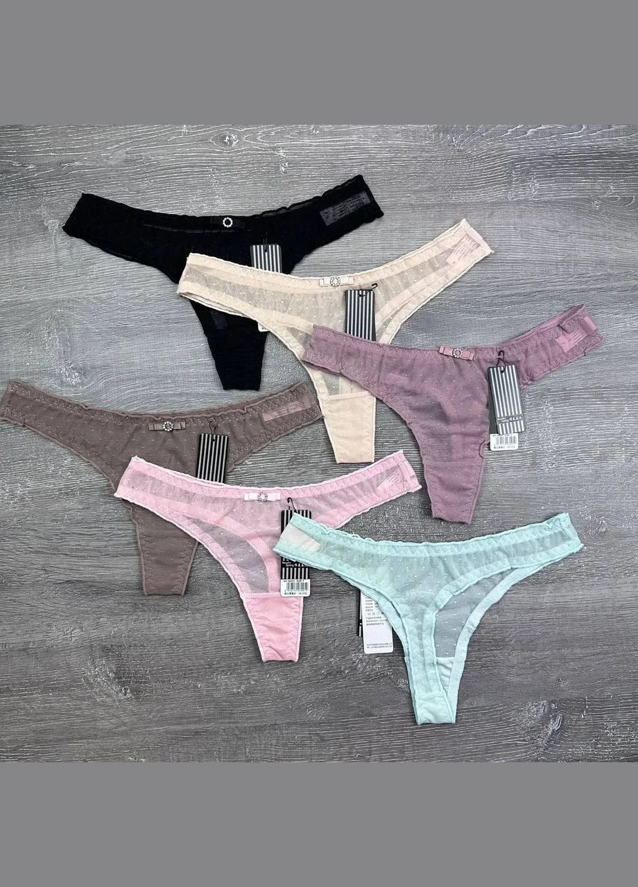 Набор женских трусиков стринг 6 шт No Brand Стрінги (325419081)