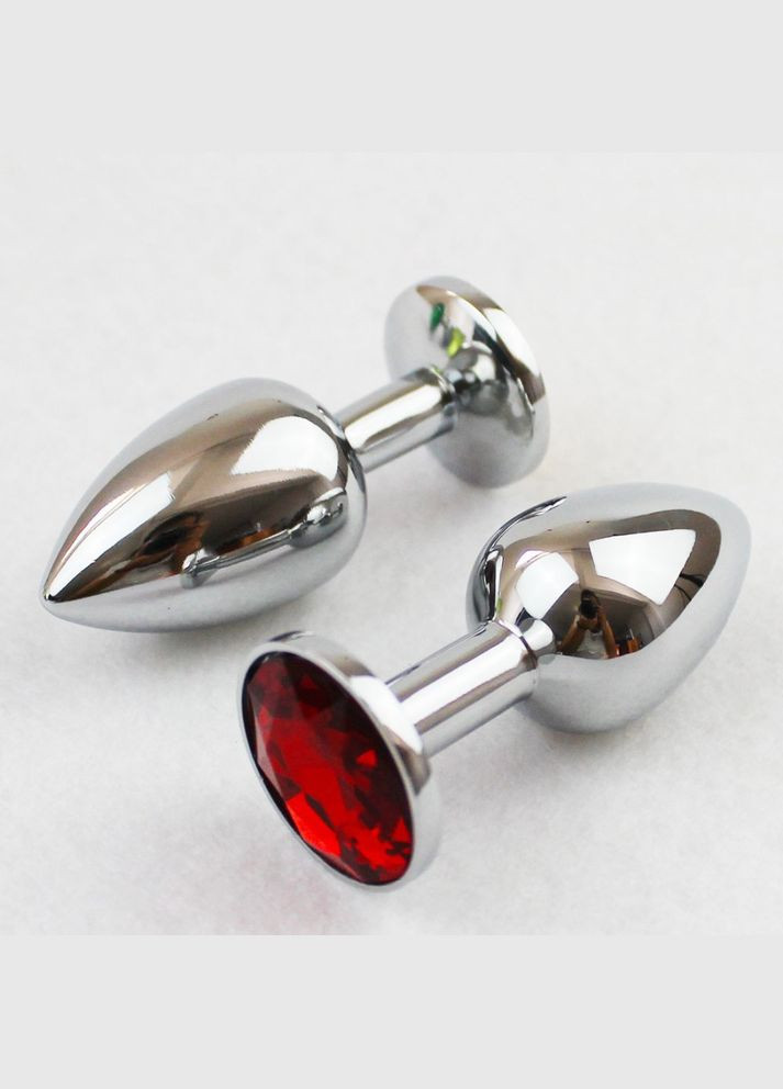 Анальна пробка в чохлі Велика L з прозорим каменем 4*8.5 см Металева No Brand (340914859)