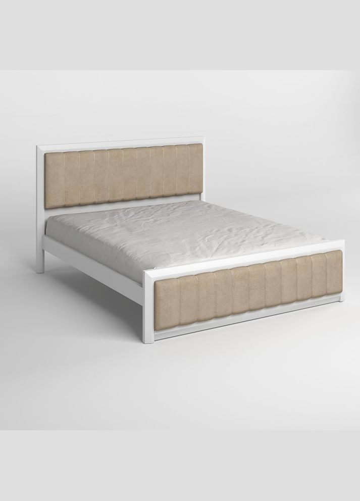 Двуспальная деревянная кровать Барселона Б1 (RAL9003)/Аляска 23 (Бежевый) 140х190 см (MBG-11620) Mebigrand (368282748)